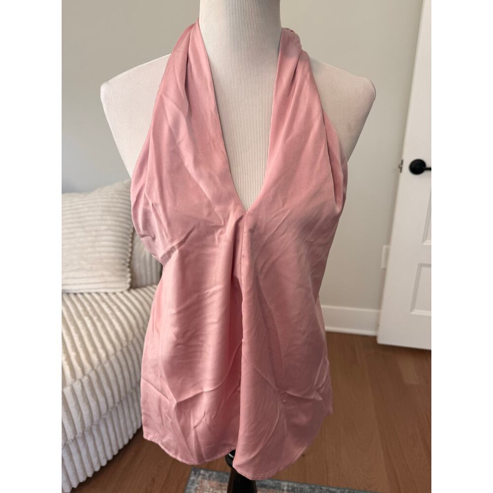 Vici Pink Satin Halter Top- size medium
